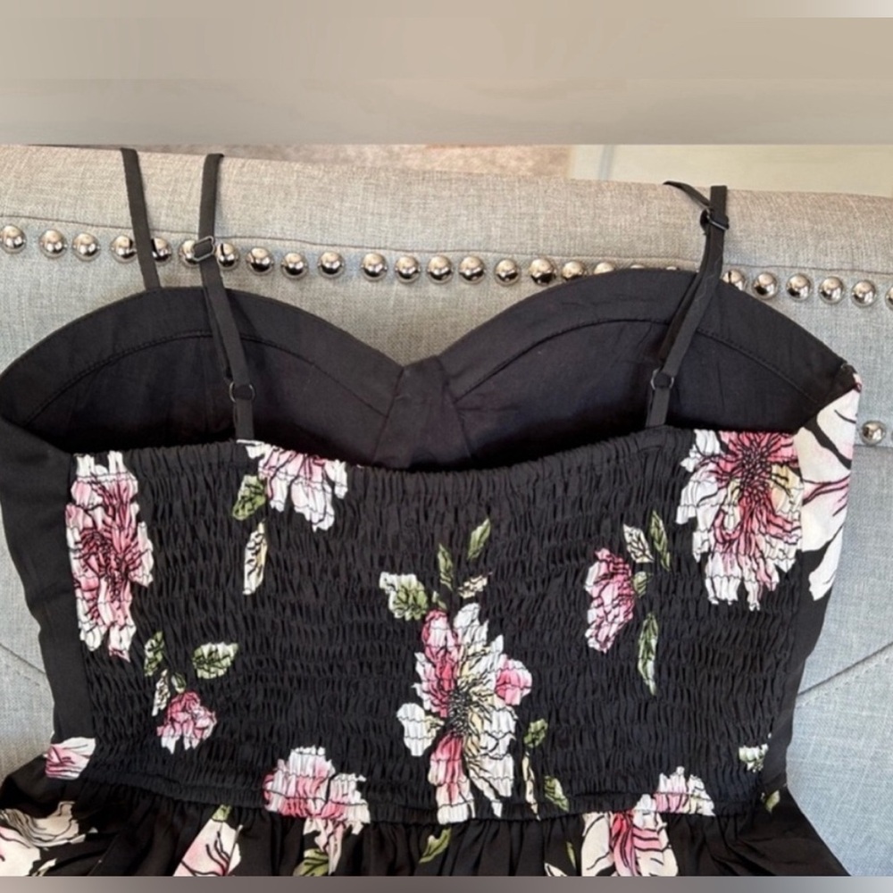Band of Gypsies Corset Bustier Floral Black Pink Mini Sundress Boho Size S - Picture 6 of 12